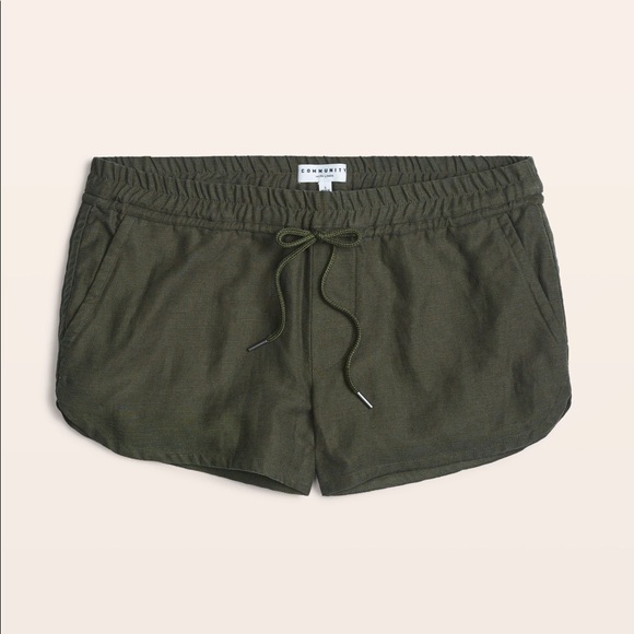 Aritzia Comminity Olive Green linen habitus shorts - Picture 3 of 7